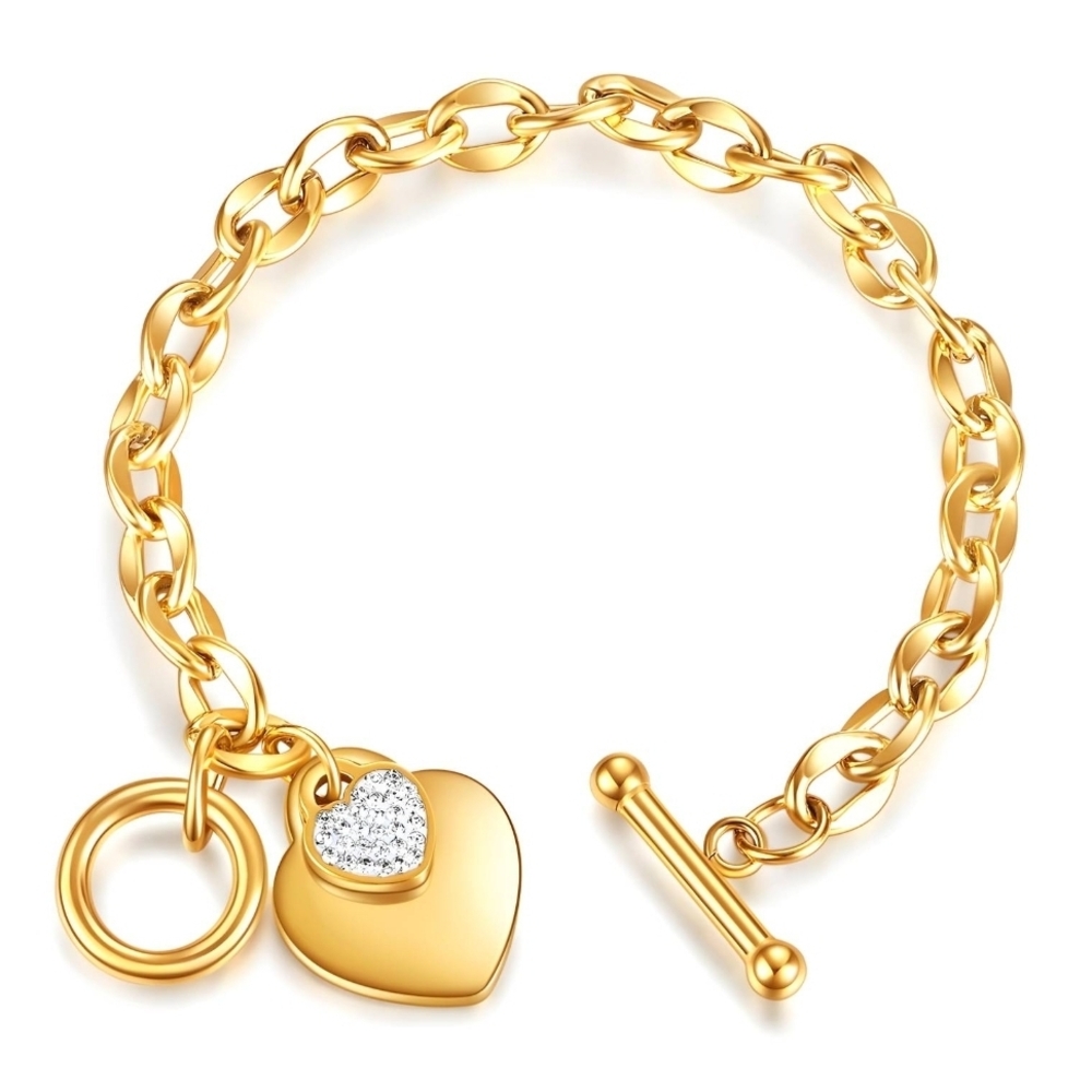 18K gold plated Stainless steel "Hearts" bracelet
